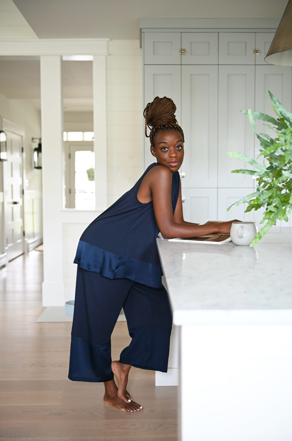 Vancouver made pyjama top and bottom navy and blue