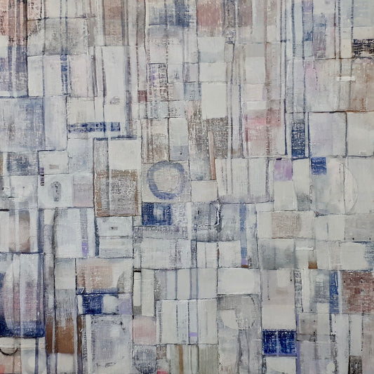 pieces of her-36 "x 36" Mixed media and textile on panel