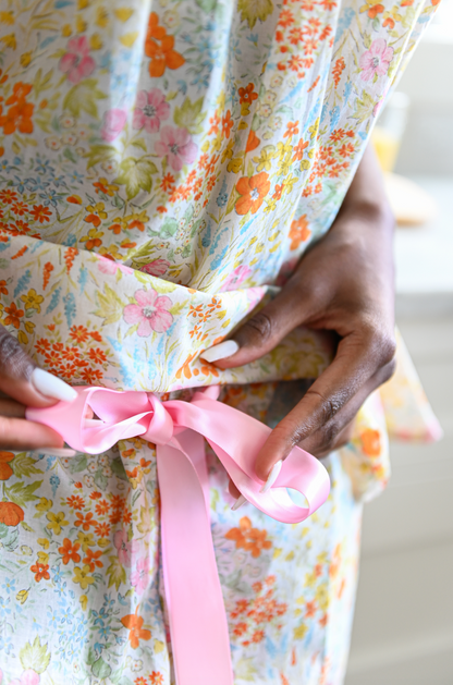 Floral pyjama bottoms pink bow made in Vancouver 