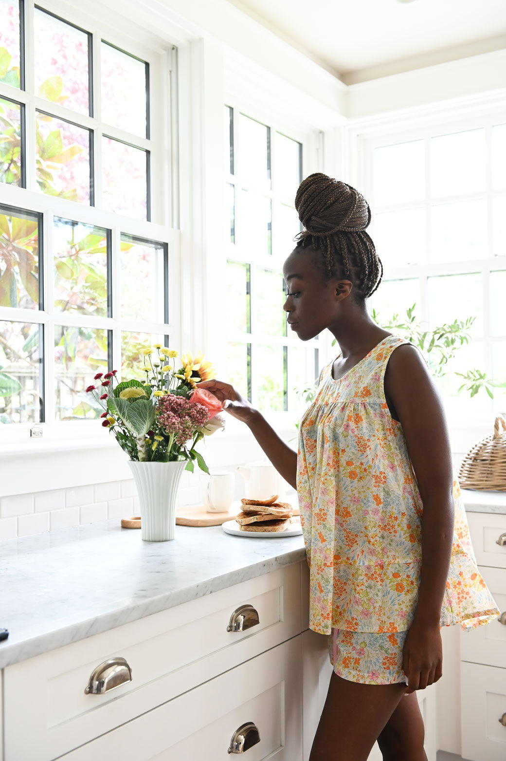 Floral pyjama top and boxers made in Vancouver 